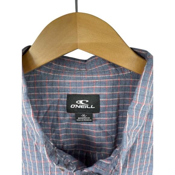 Oniell Men’s Gray Plaid Casual Short Sleeve Button Up Shirt Men’s Size XL New - Picture 2 of 8